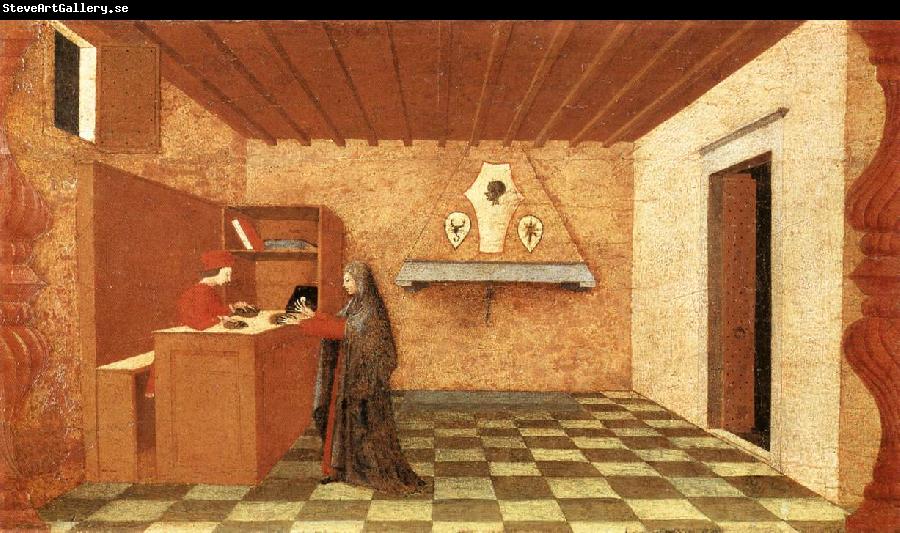 UCCELLO, Paolo Miracle of the Desecrated Host (Scene 1) t